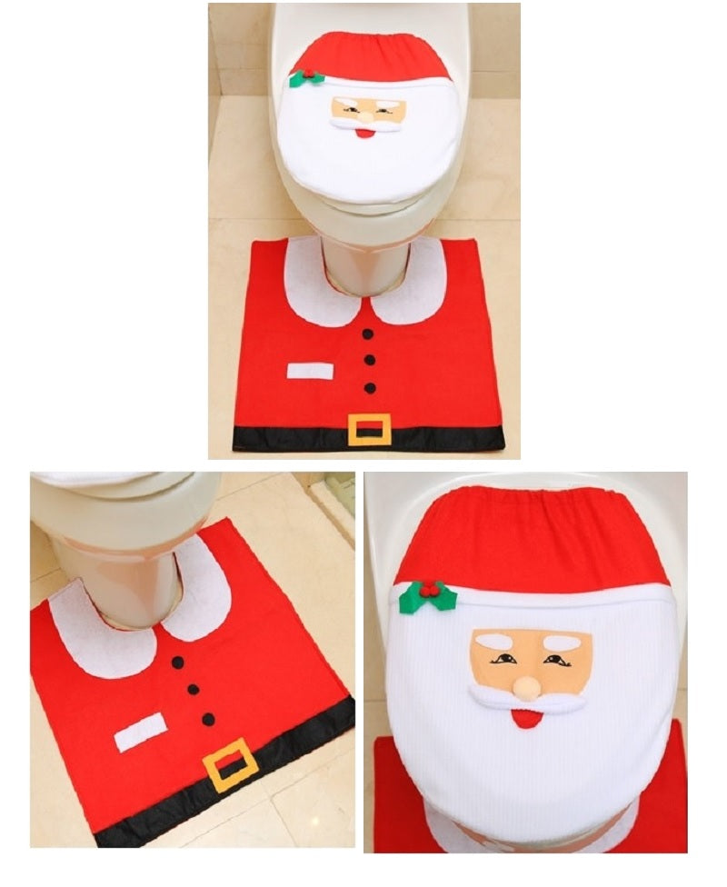 2-teiliges Weihnachtsset Toilettenbezug ( WC Deckelbezug ) / Toilettenteppich