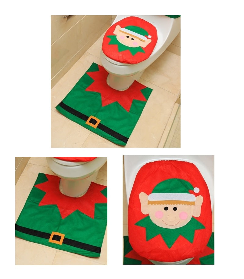 2-teiliges Weihnachtsset Toilettenbezug ( WC Deckelbezug ) / Toilettenteppich