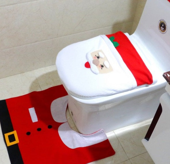 2-teiliges Weihnachtsset Toilettenbezug ( WC Deckelbezug ) / Toilettenteppich