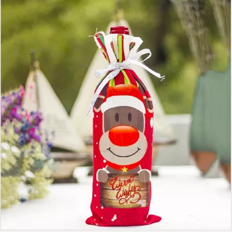 3er Set Weinflaschen Geschenktaschen Weihnachten