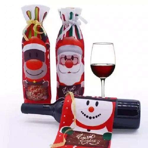 3er Set Weinflaschen Geschenktaschen Weihnachten