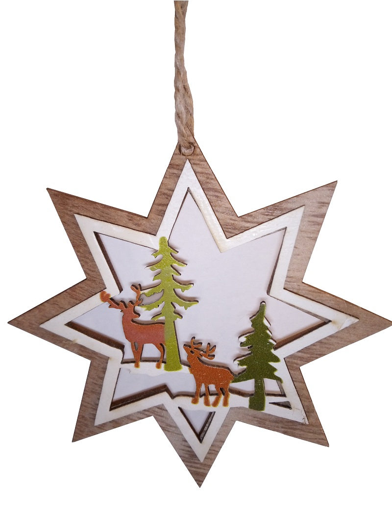 7er Set Christbaumschmuck aus Holz