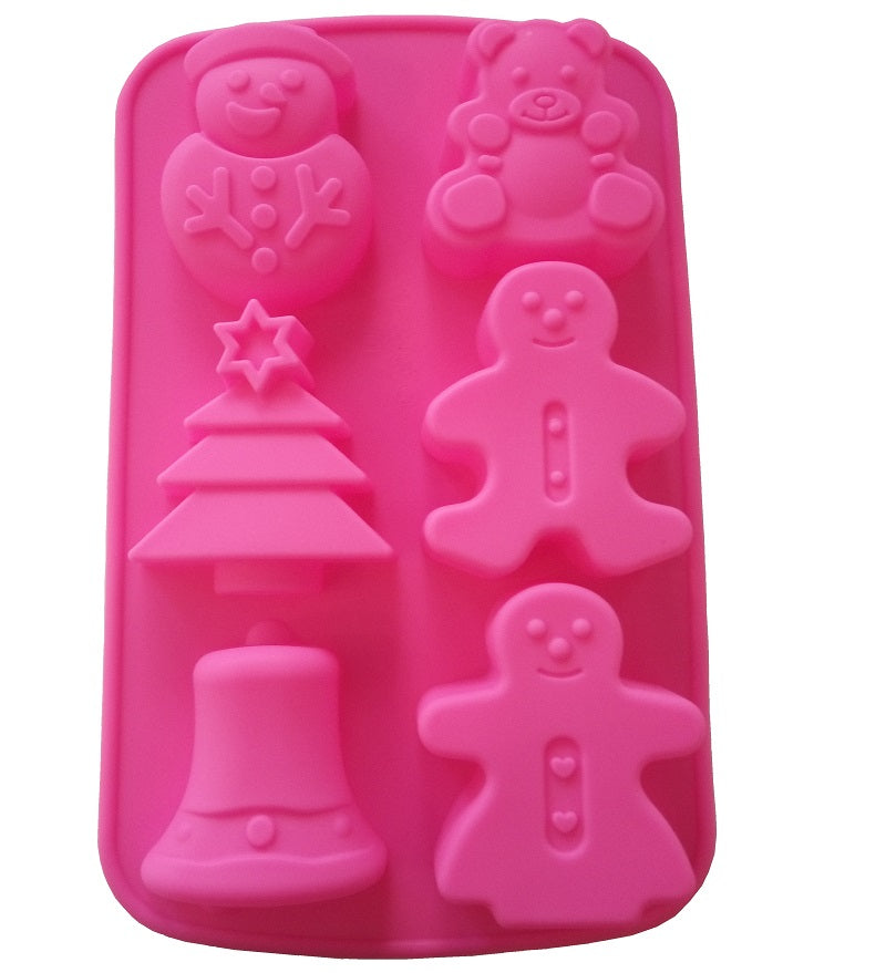 Silikon Backform Schneemann, Weihnachtsglocke, Weihnachtsbaum, Lebkuchenfrau, Lebkuchenmann - 31 x 19.5 x 3 cm
