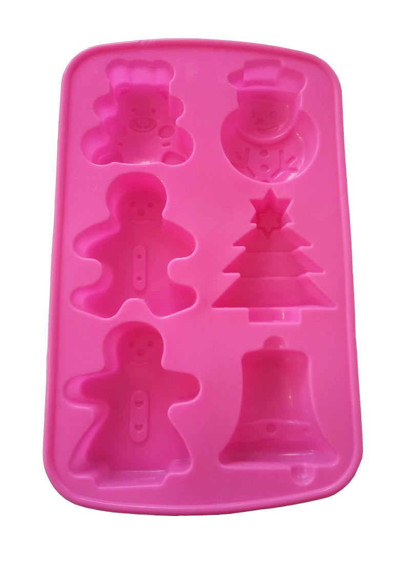 Silikon Backform Schneemann, Weihnachtsglocke, Weihnachtsbaum, Lebkuchenfrau, Lebkuchenmann - 31 x 19.5 x 3 cm
