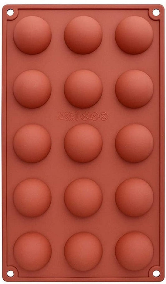 Silikon Backform 15 Halbkugeln - 29 x 17 x 1.5 cm
